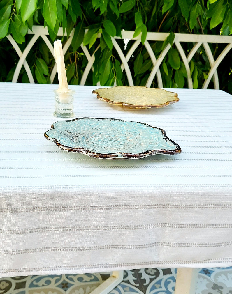 White & Grey Striped Tablecloth | GOTS Certified Organic Cotton | Various Sizes