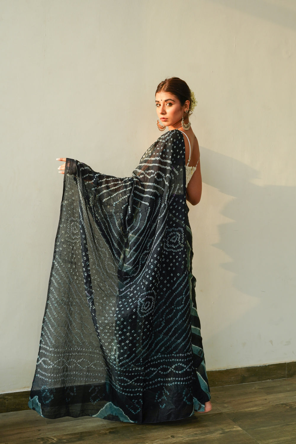 Slate Grey Bandhani Saree