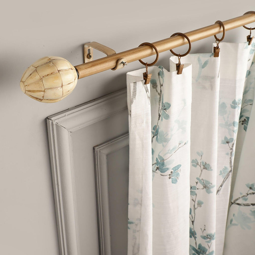 Beige Extendable Curtain Pole | 25mm | Bone-Colored Finials | 61-366cm