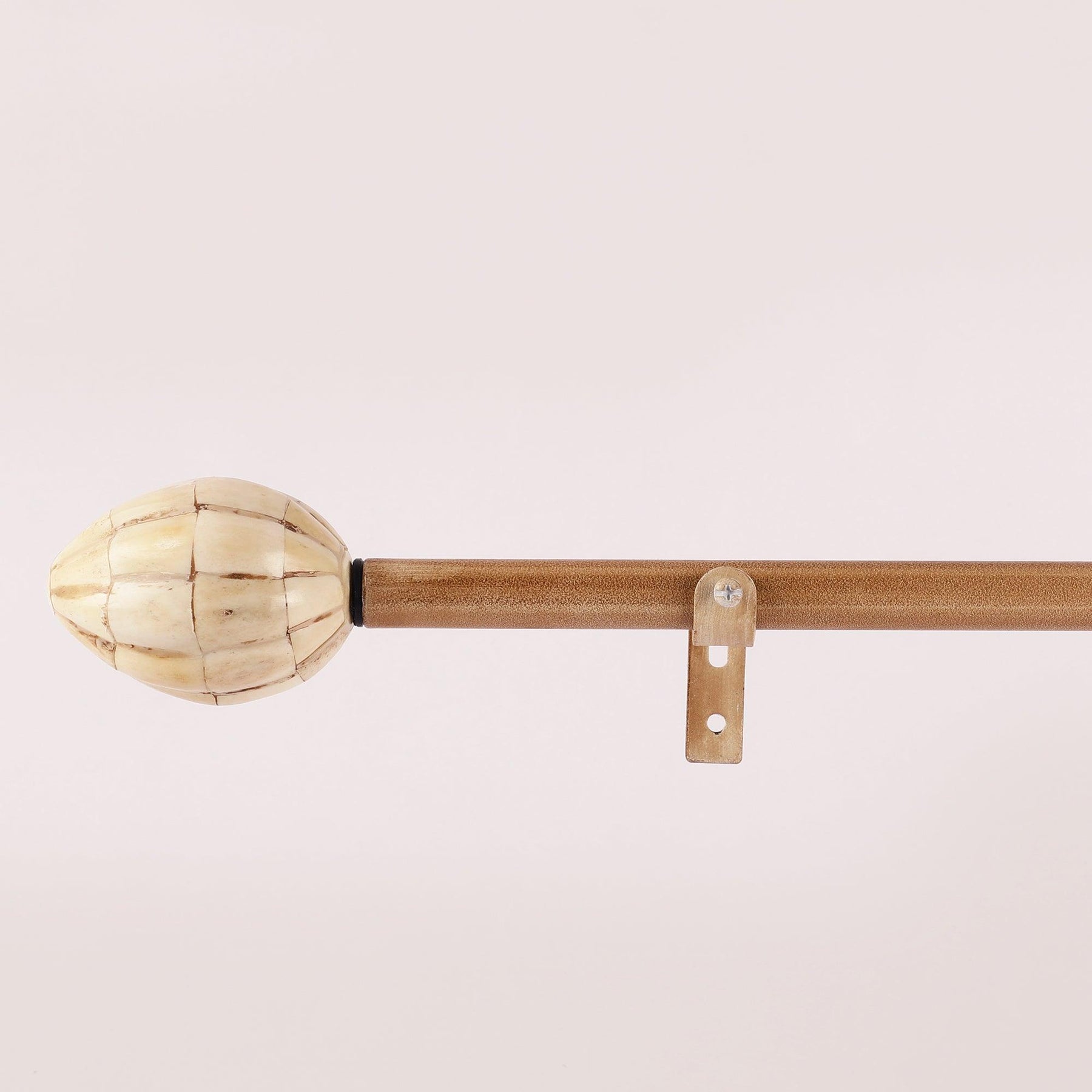 Beige Extendable Curtain Pole | 25mm | Bone-Colored Finials | 61-366cm