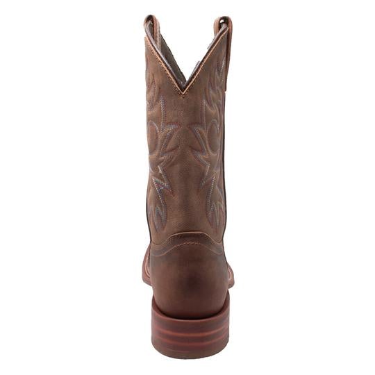Men's 11" Western Sqaure Toe Brown Leather Boots