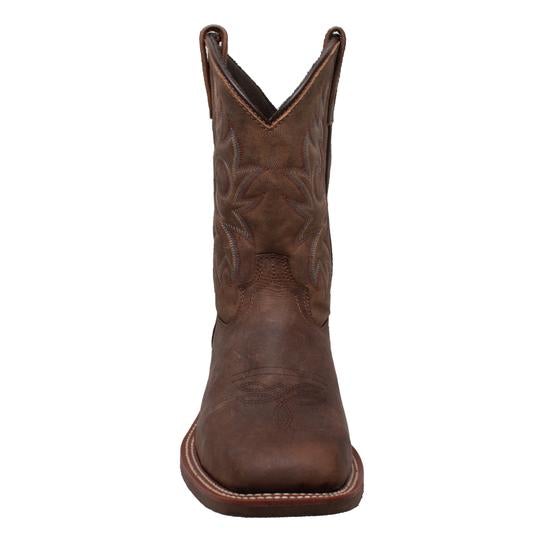 Men's 11" Western Sqaure Toe Brown Leather Boots