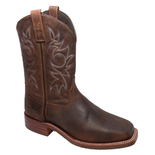 Men's 11" Western Sqaure Toe Brown Leather Boots