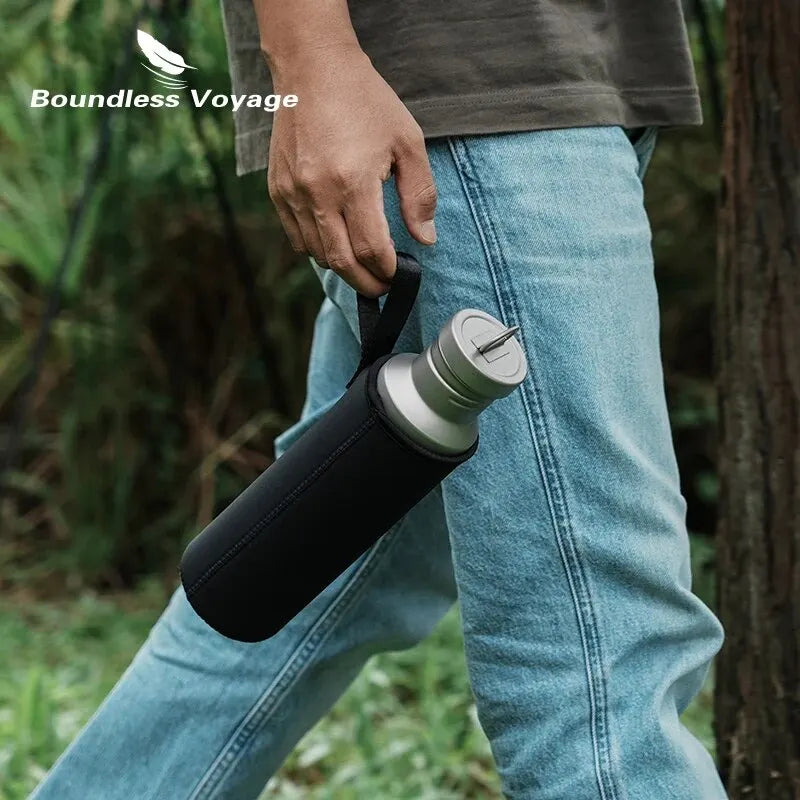 Titanium Water Bottle 750ml Lightweight Reusable Bottle Silver
