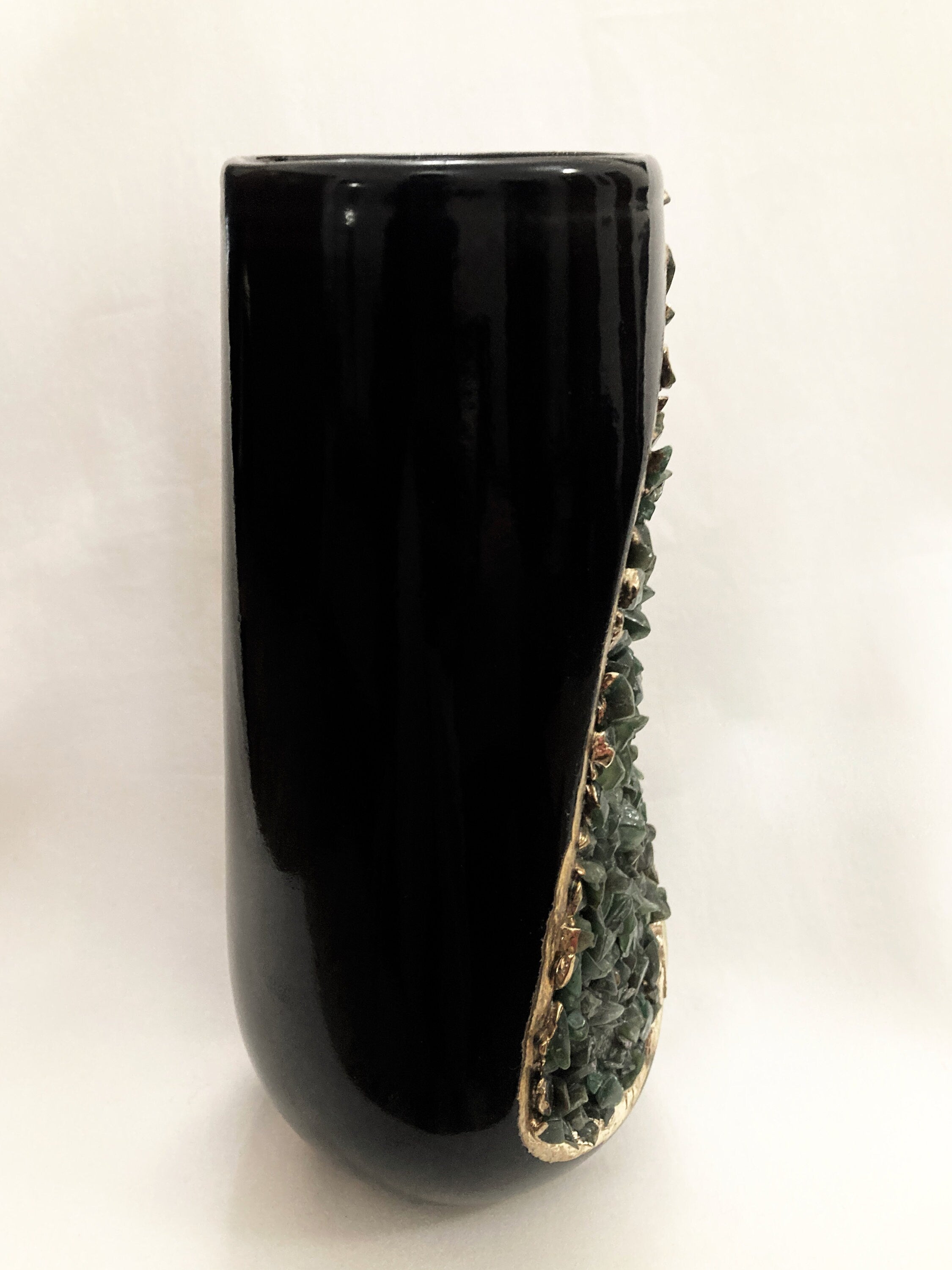 Set of 2 Black Ceramic Vases