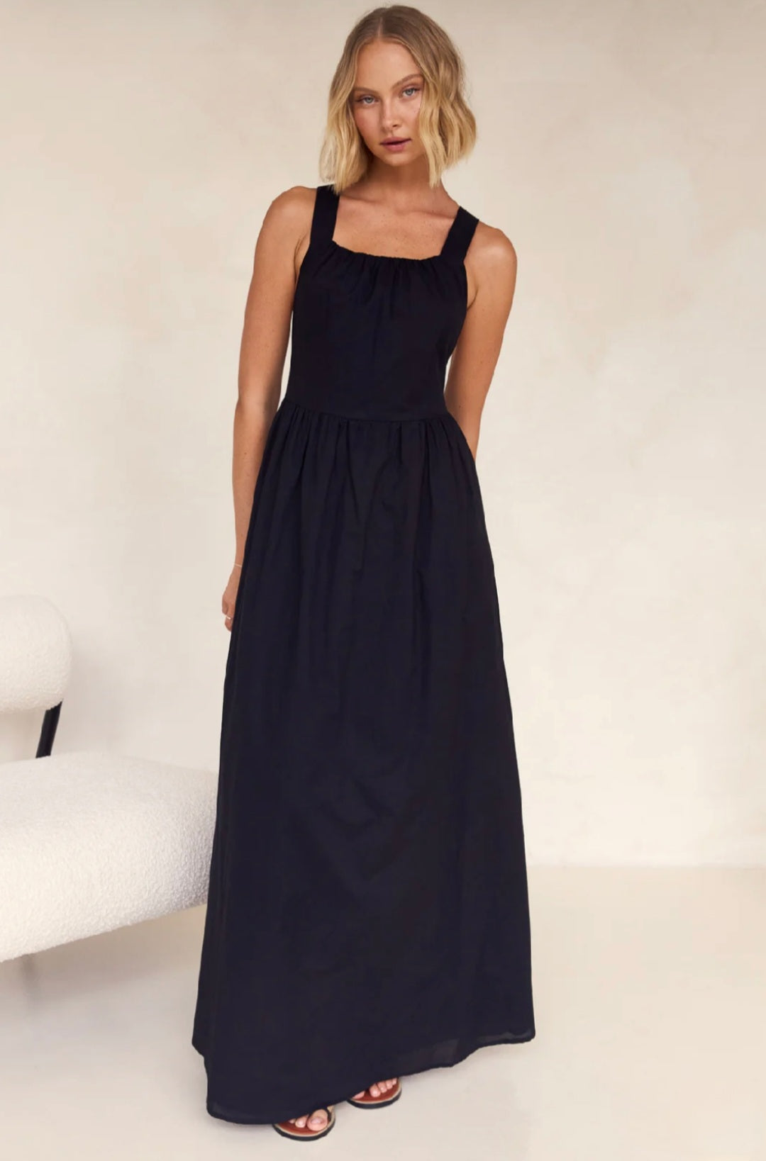 Black Cotton Dress | Maxi Dress | Cotton Dress | Black Dress | Backless Dress