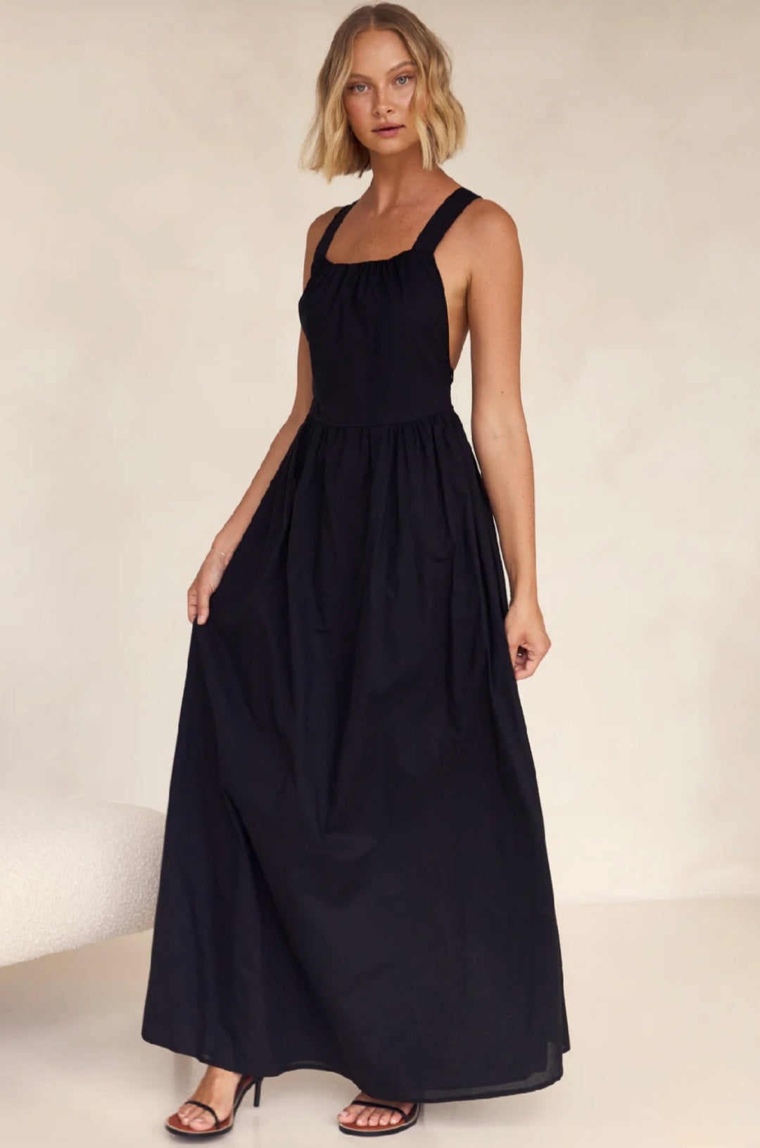 Black Cotton Dress | Maxi Dress | Cotton Dress | Black Dress | Backless Dress