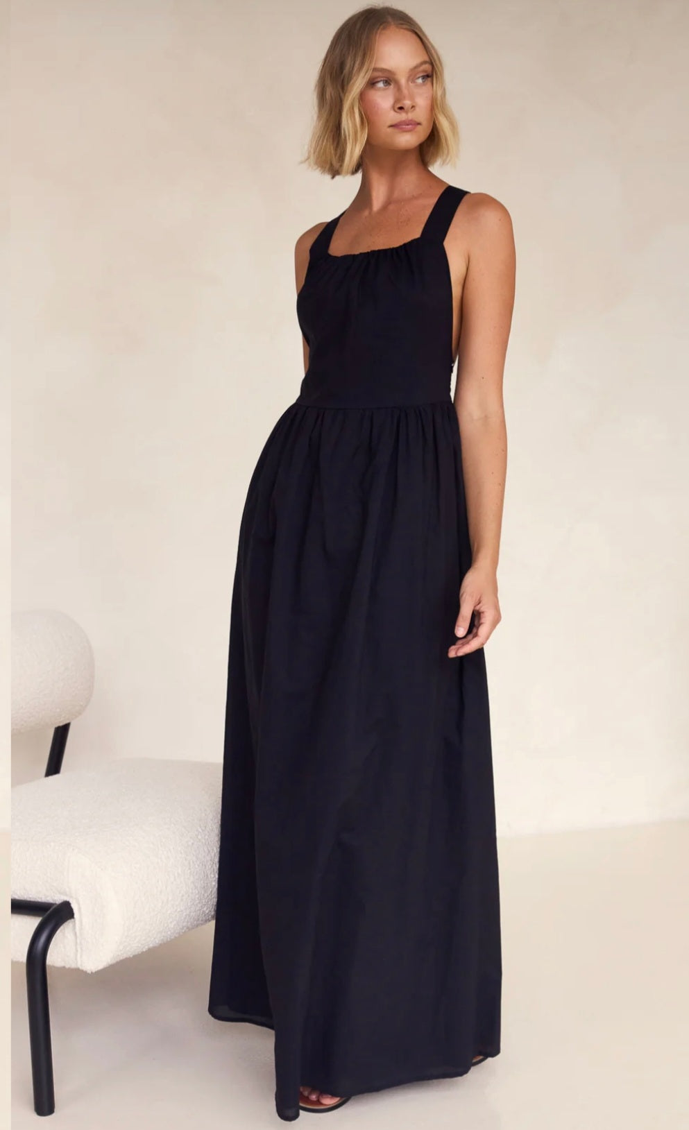 Black Cotton Dress | Maxi Dress | Cotton Dress | Black Dress | Backless Dress